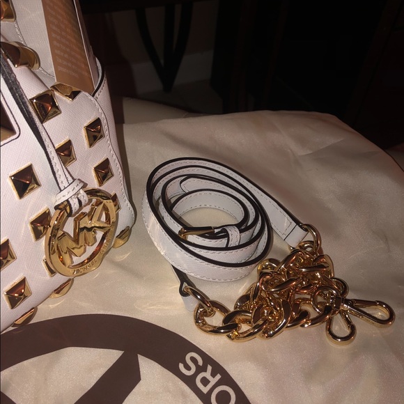 Michael Kors White Studded Grayson Satchel - Picture 3 of 7